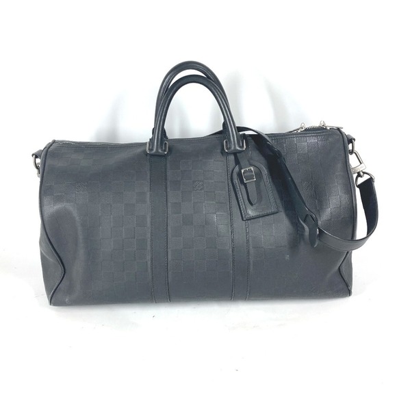 LOUIS VUITTON Black Damier Leather Shoulder Bag - Picture 1 of 16